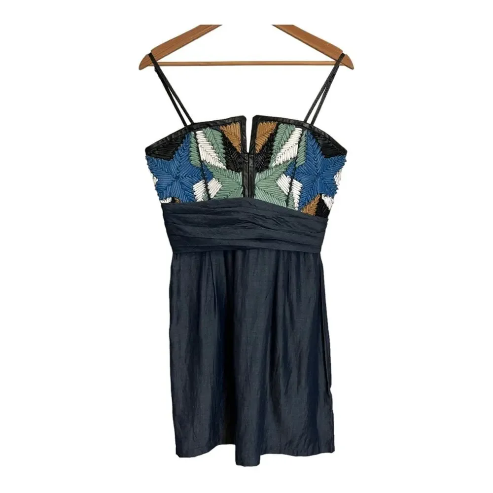 Diesel Leather Star Pattern Corset Spaghetti Strap Dress Medium